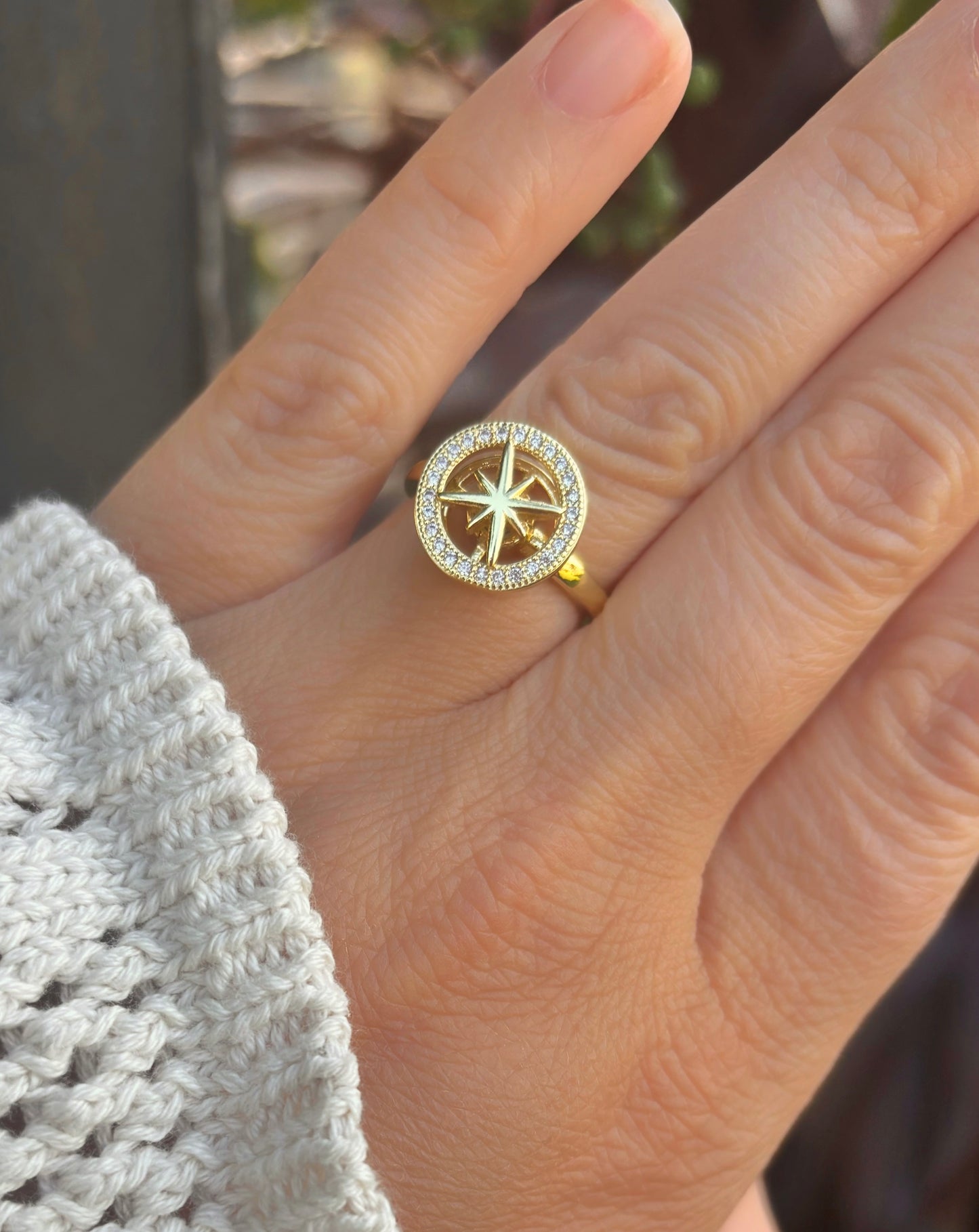 Gold Compass Fidget Ring