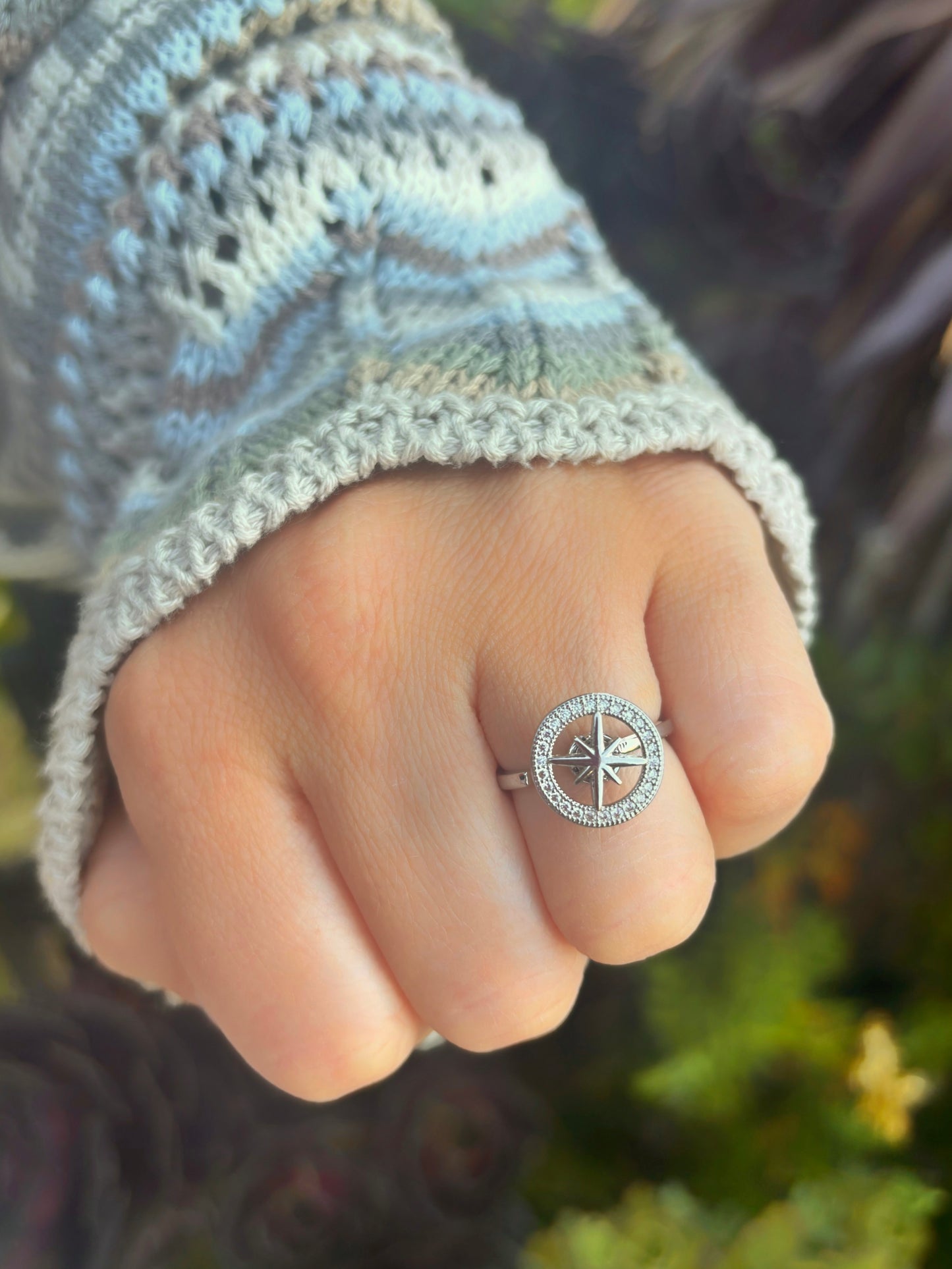 Silver Compass Fidget Ring