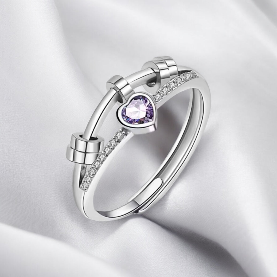 Lavender Heart Fidget Ring