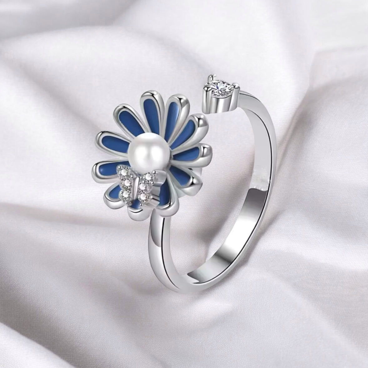 Blooming Blue Fidget Ring