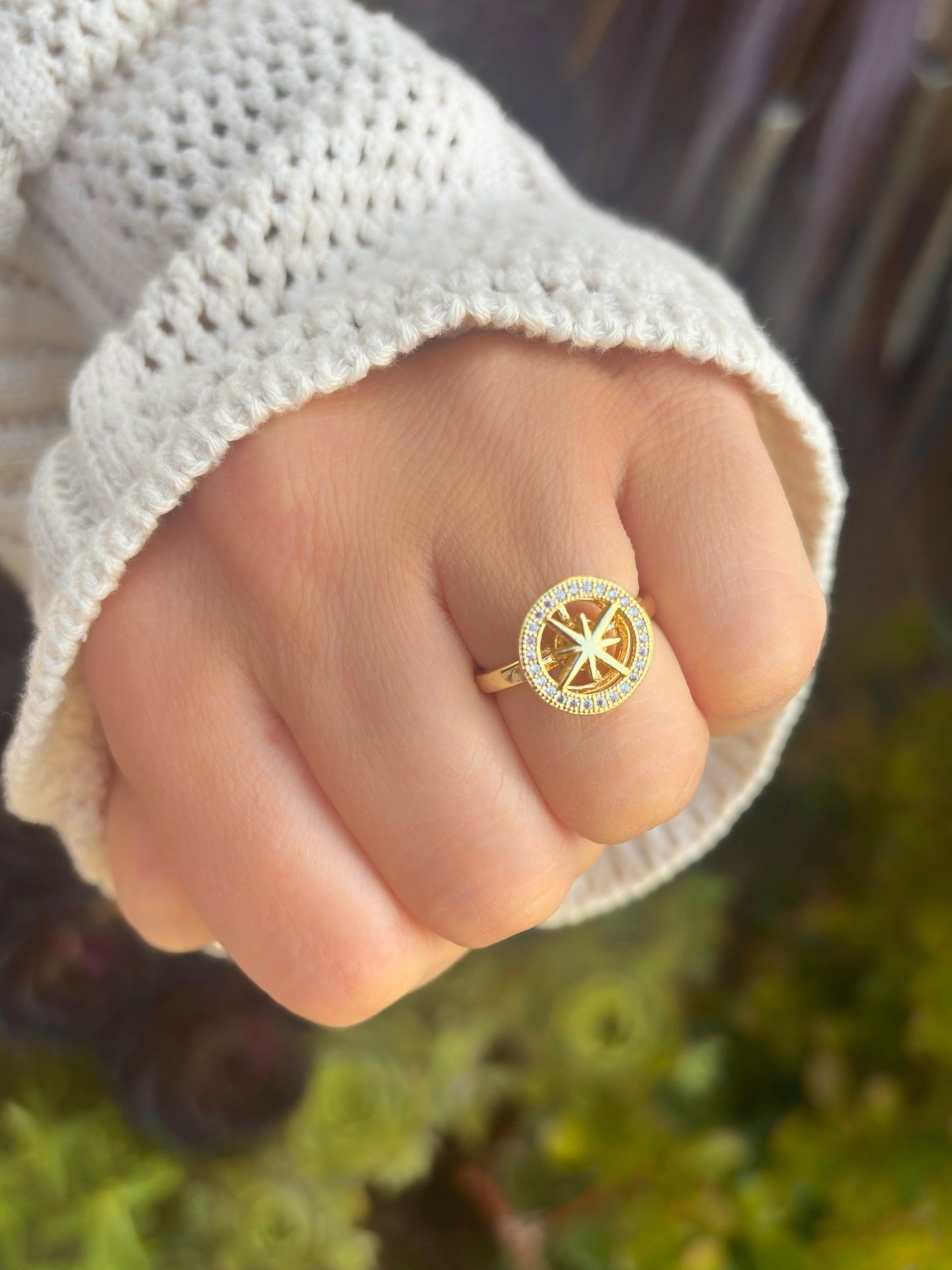 Gold Compass Fidget Ring
