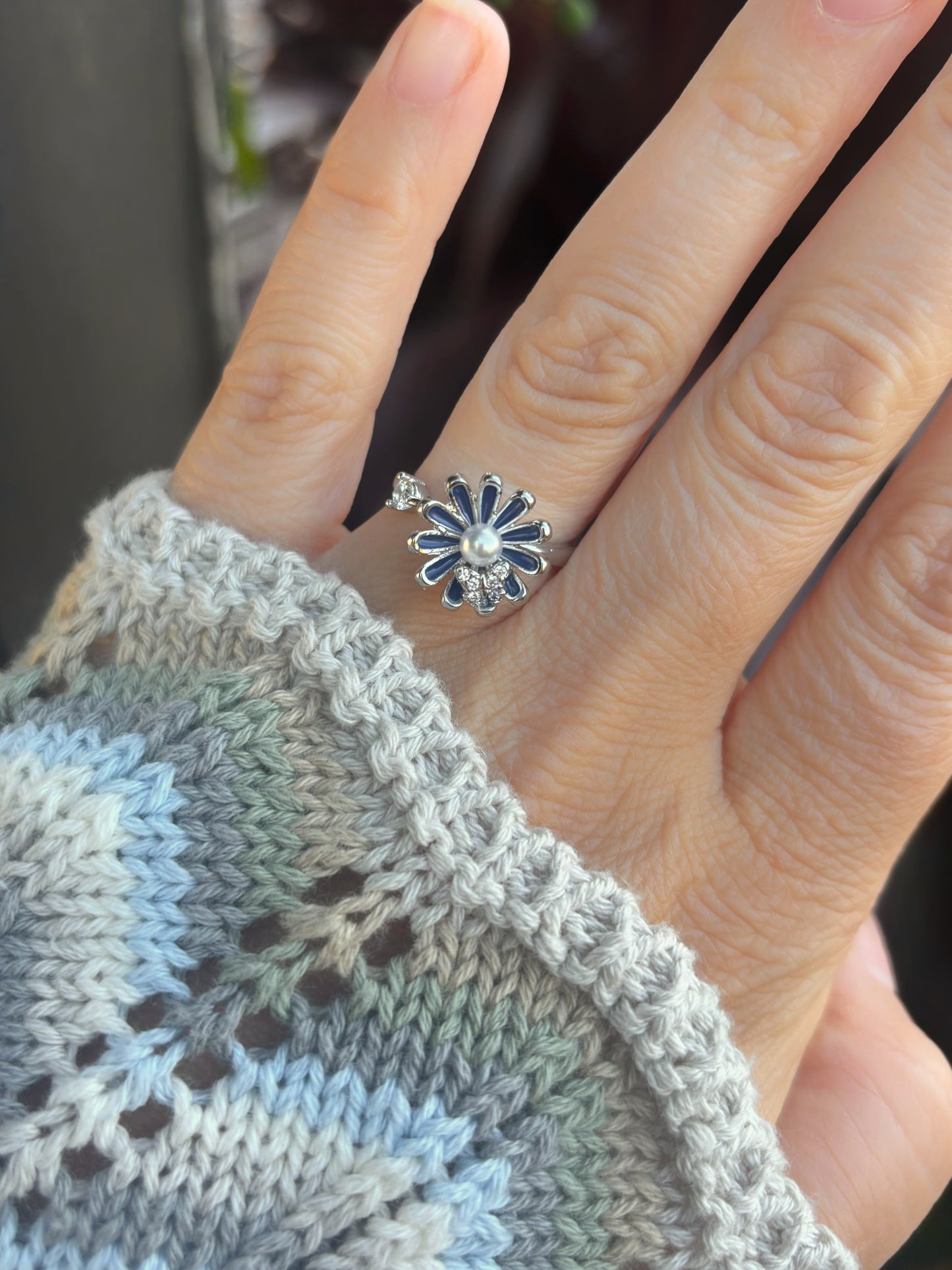 Blooming Blue Fidget Ring
