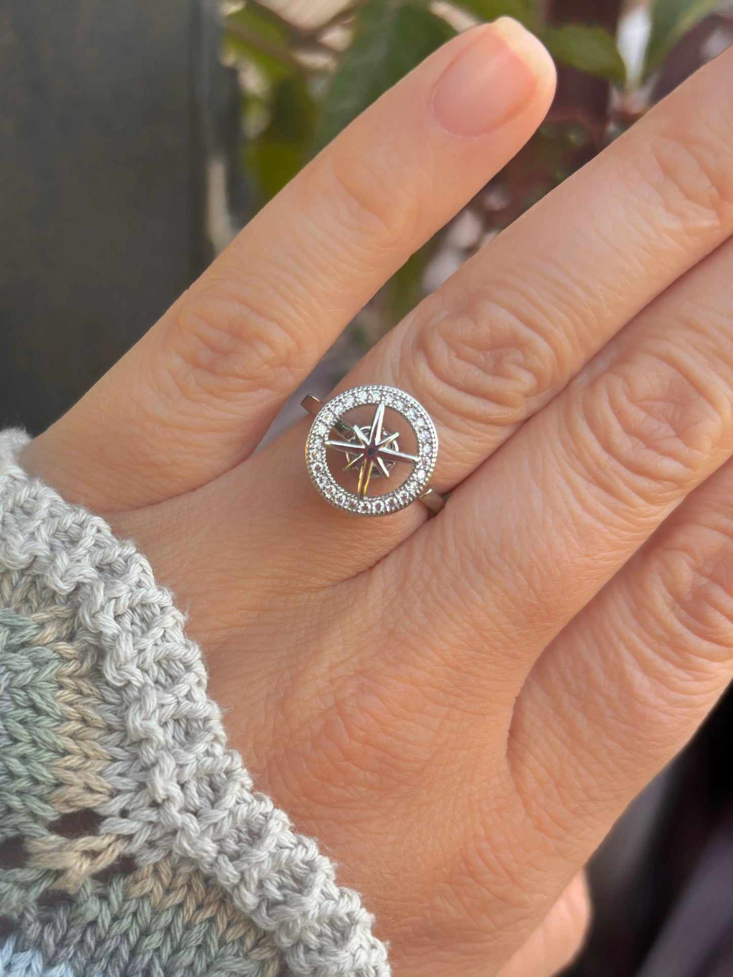 Silver Compass Fidget Ring