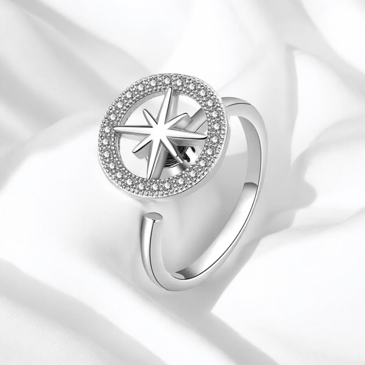 Silver Compass Fidget Ring